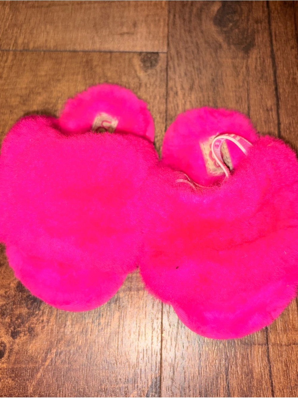 UGG Hot Pink Fuzzy Heart Slip-Ons